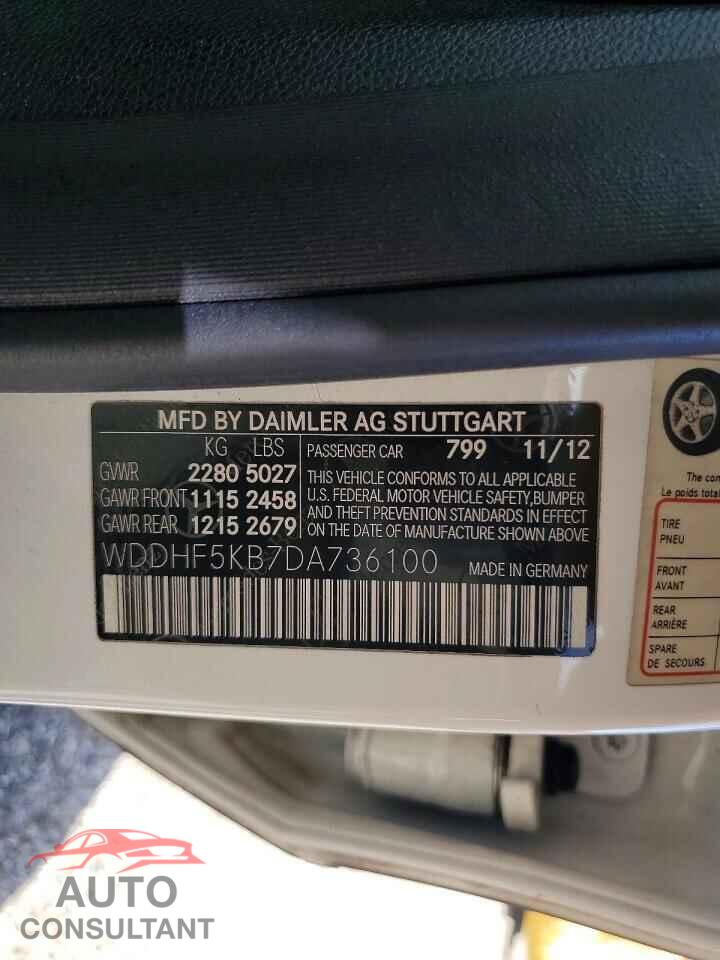 MERCEDES-BENZ E-CLASS 2013 - WDDHF5KB7DA736100
