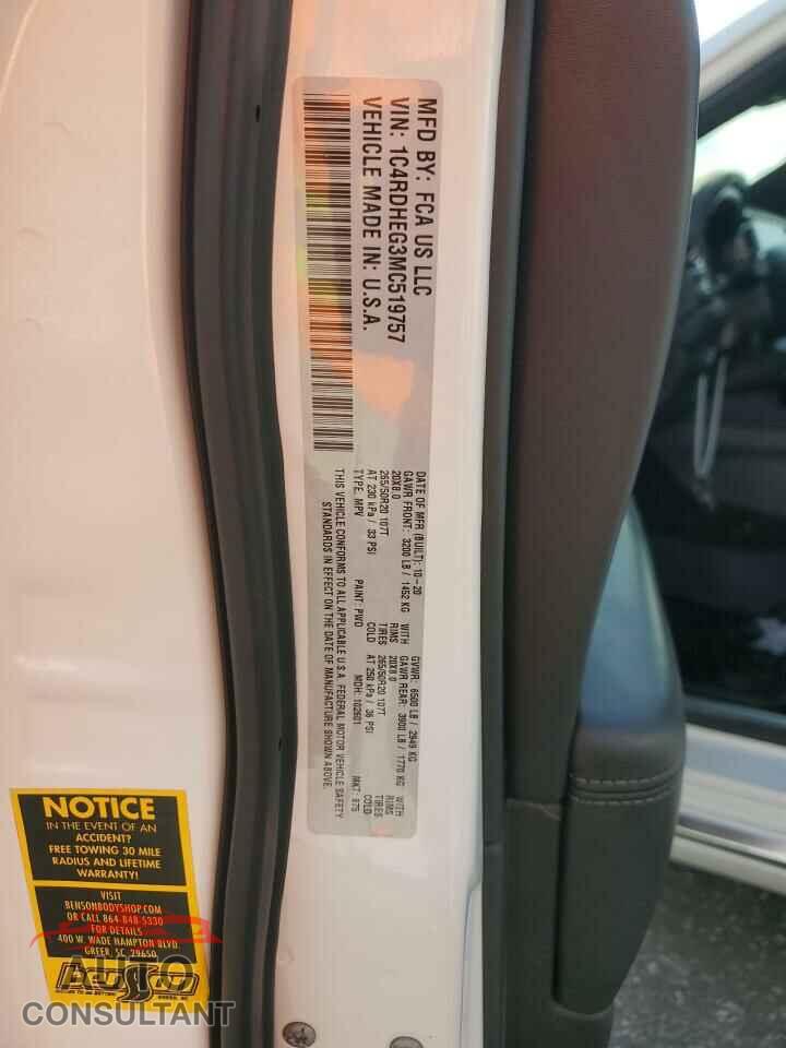 DODGE DURANGO 2021 - 1C4RDHEG3MC519757