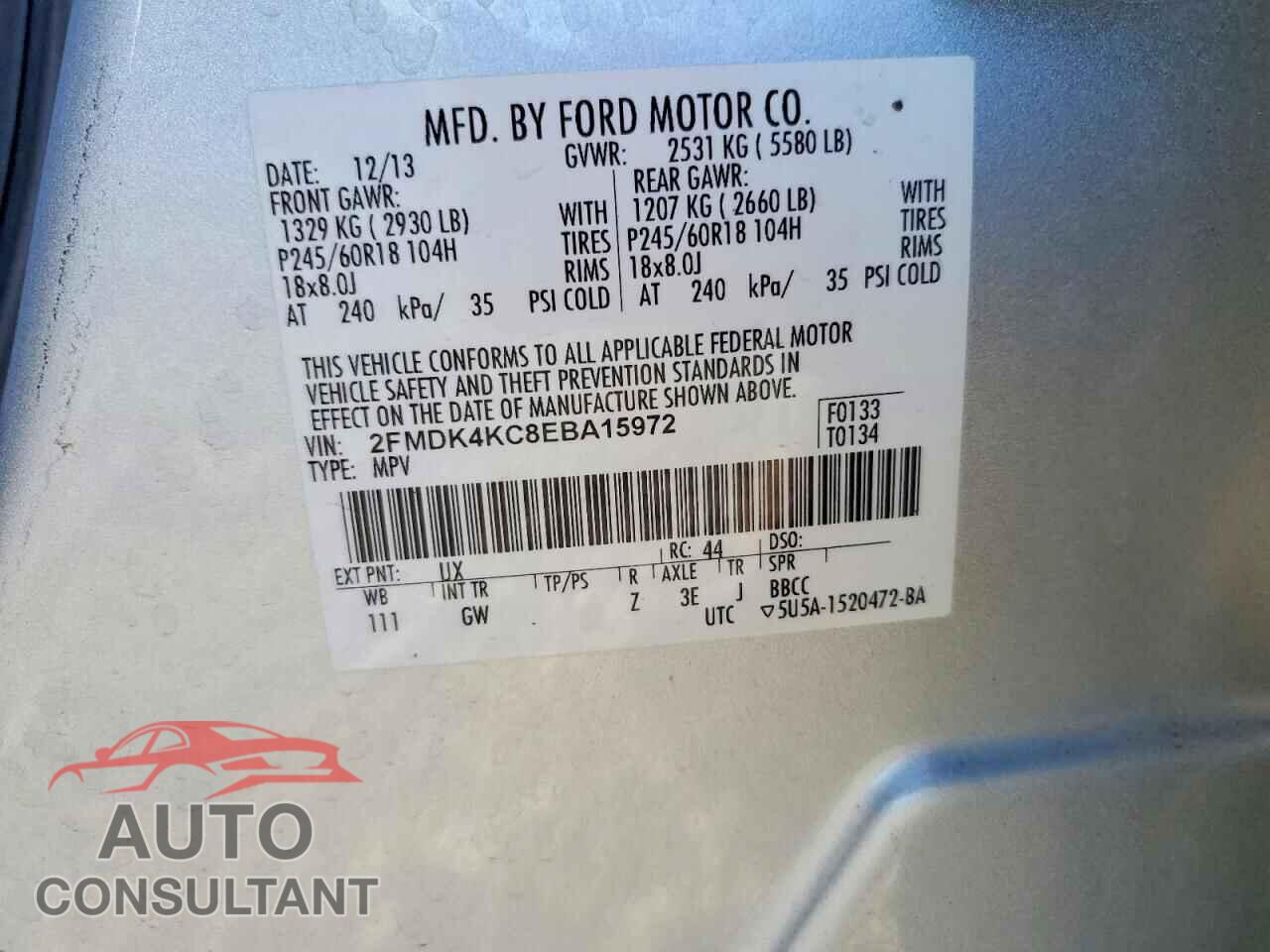 FORD EDGE 2014 - 2FMDK4KC8EBA15972