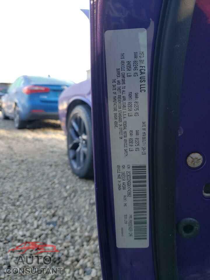 DODGE CHALLENGER 2019 - 2C3CDZAG6KH743962