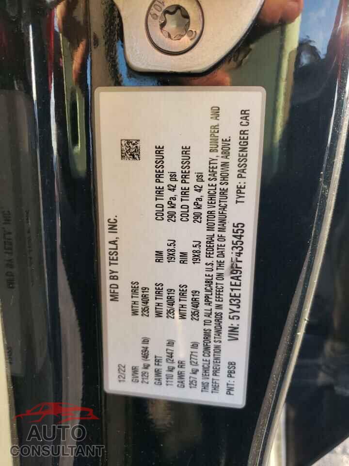 TESLA MODEL 3 2023 - 5YJ3E1EA9PF435455