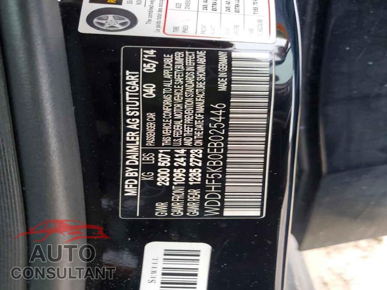 MERCEDES-BENZ E-CLASS 2014 - WDDHF5KB0EB025446