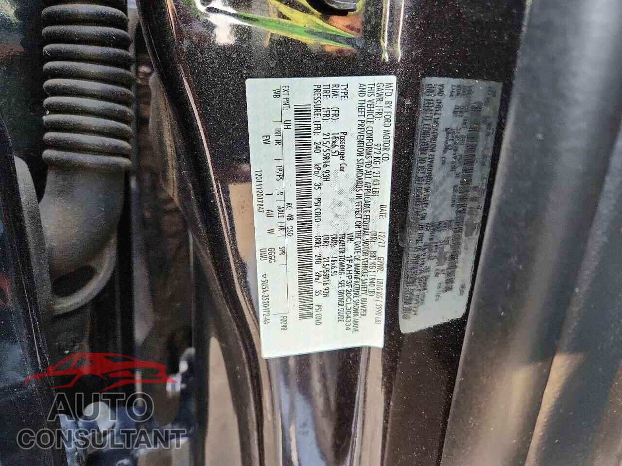 FORD FOCUS 2012 - 1FAHP3F20CL304334