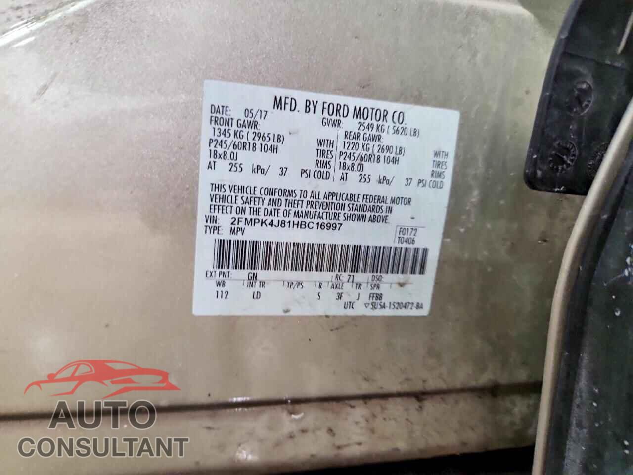 FORD EDGE 2017 - 2FMPK4J81HBC16997