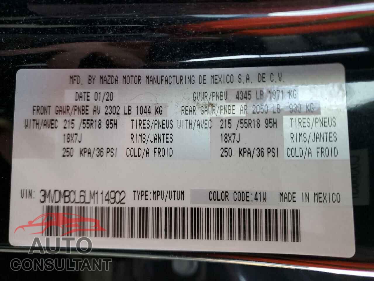 MAZDA CX30 2020 - 3MVDMBCL6LM114902