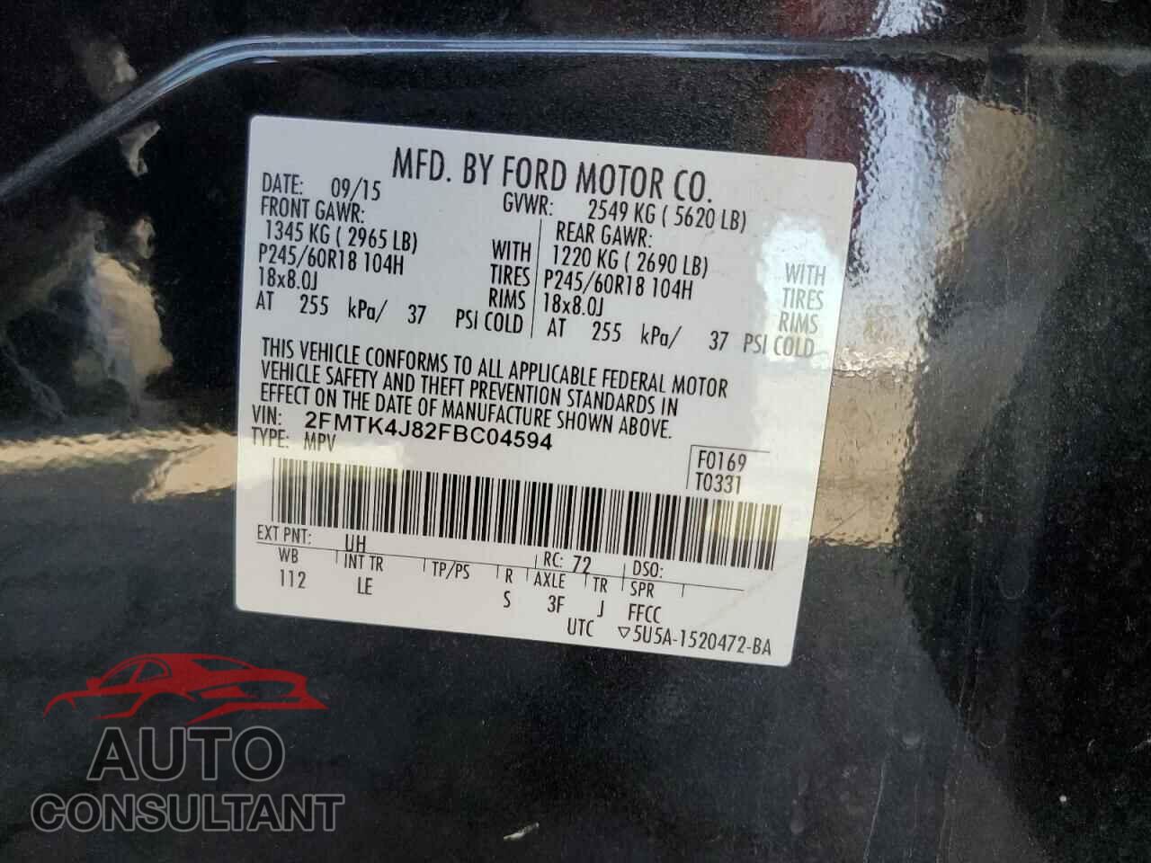 FORD EDGE 2015 - 2FMTK4J82FBC04594