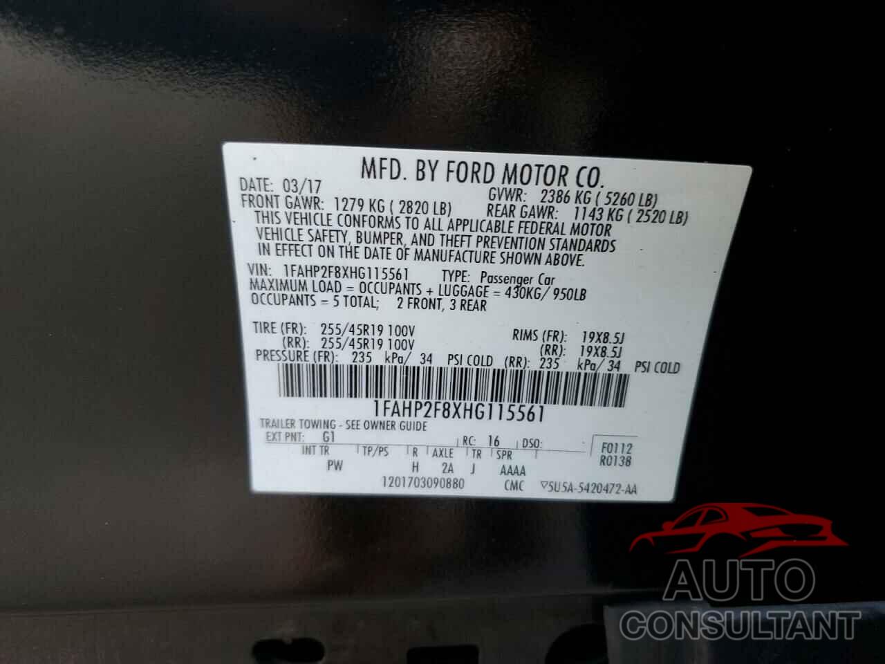 FORD TAURUS 2017 - 1FAHP2F8XHG115561