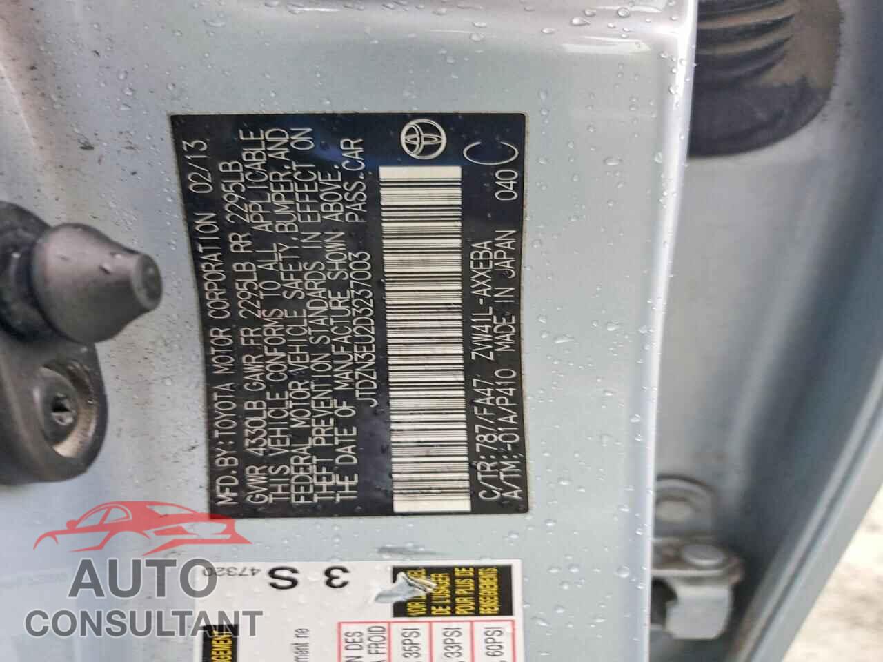 TOYOTA PRIUS 2013 - JTDZN3EU2D3237003