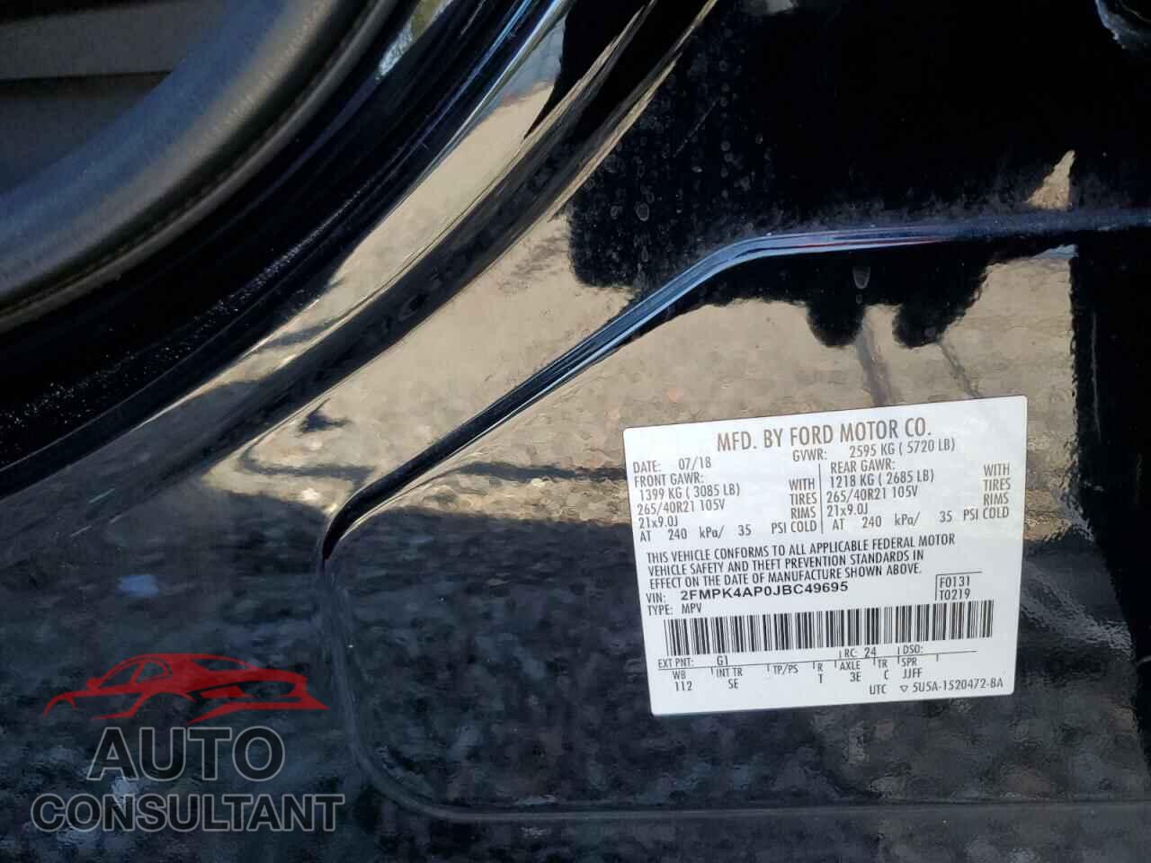 FORD EDGE 2018 - 2FMPK4AP0JBC49695