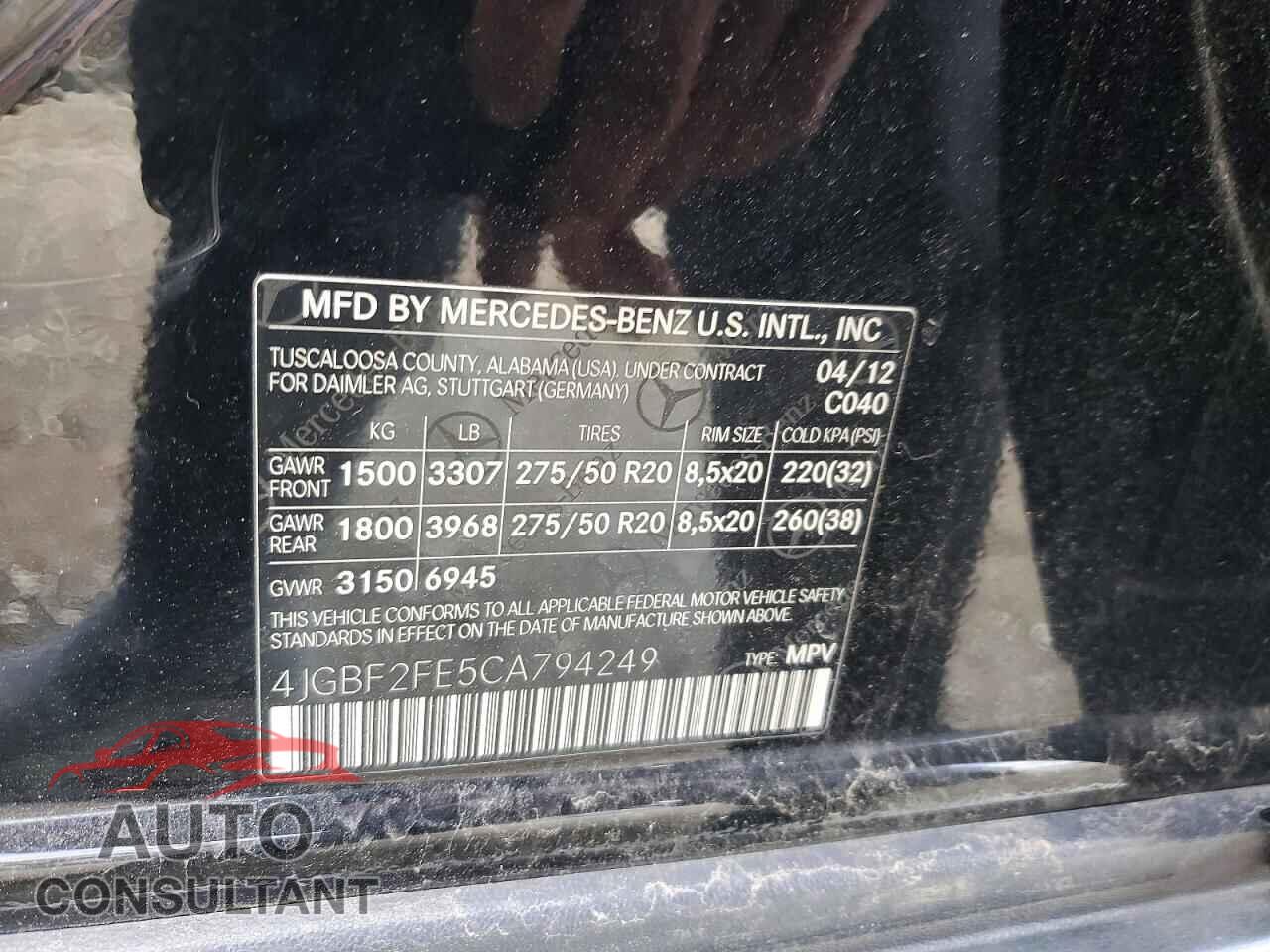 MERCEDES-BENZ GL-CLASS 2012 - 4JGBF2FE5CA794249