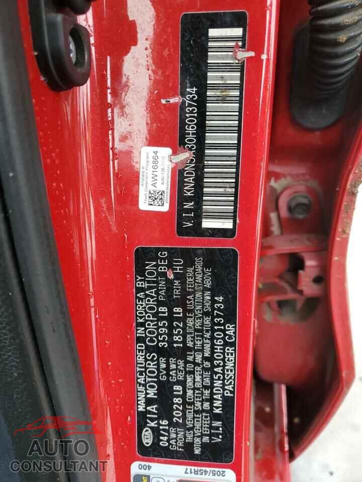 KIA RIO 2017 - KNADN5A30H6013734