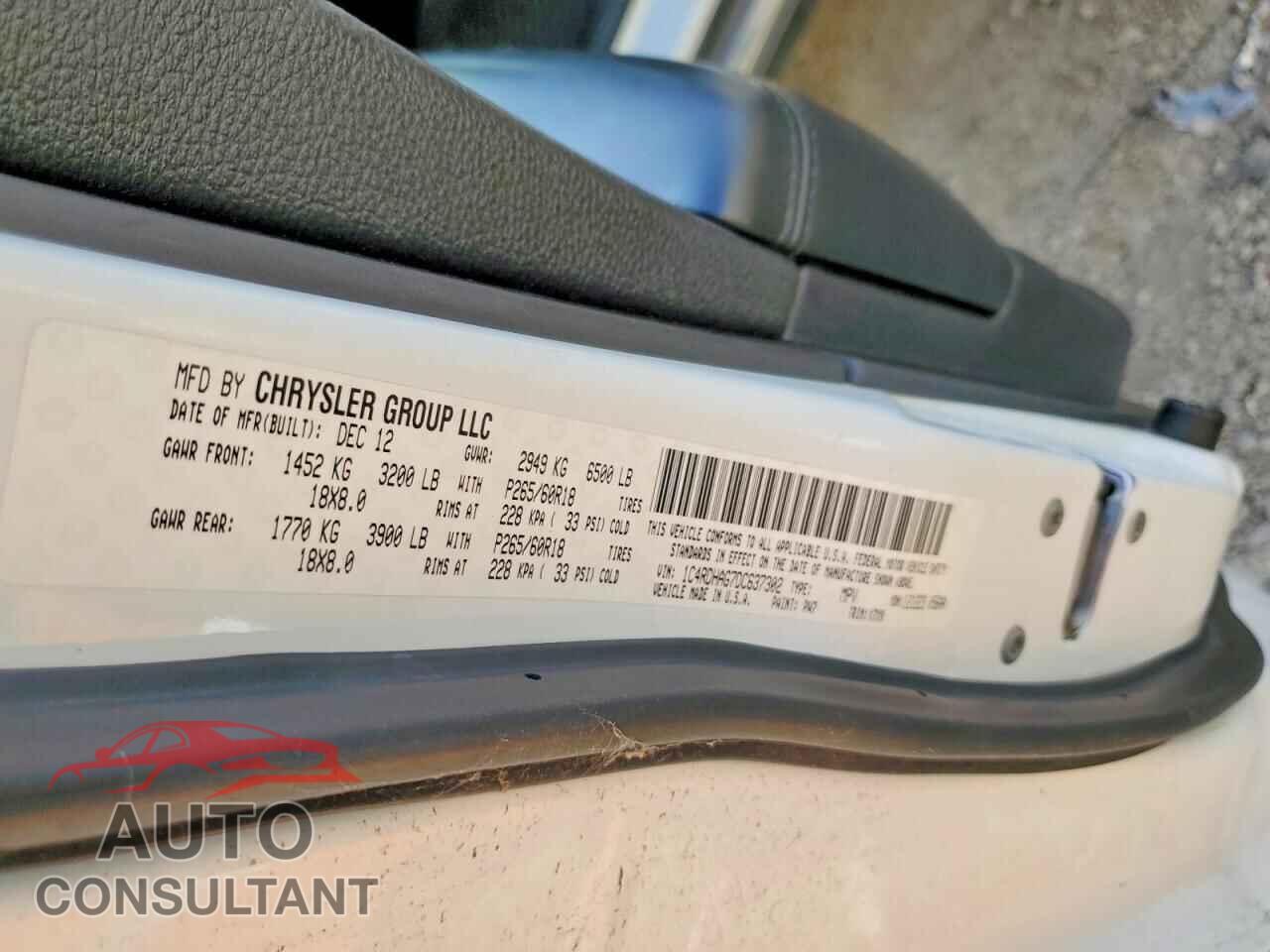 DODGE DURANGO 2013 - 1C4RDHAG7DC637302