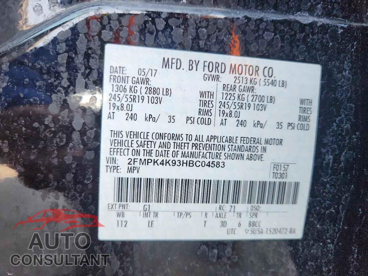 FORD EDGE 2017 - 2FMPK4K93HBC04583