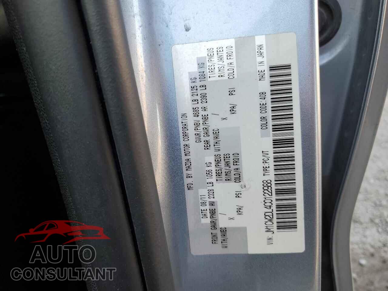 MAZDA 5 2012 - JM1CW2DL4C0122988