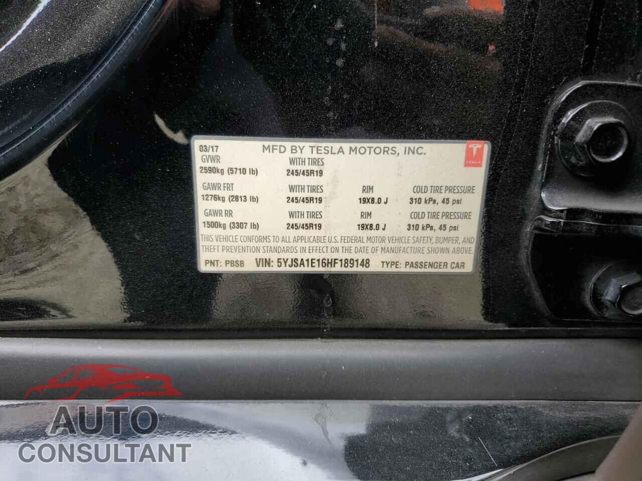 TESLA MODEL S 2017 - 5YJSA1E16HF189148