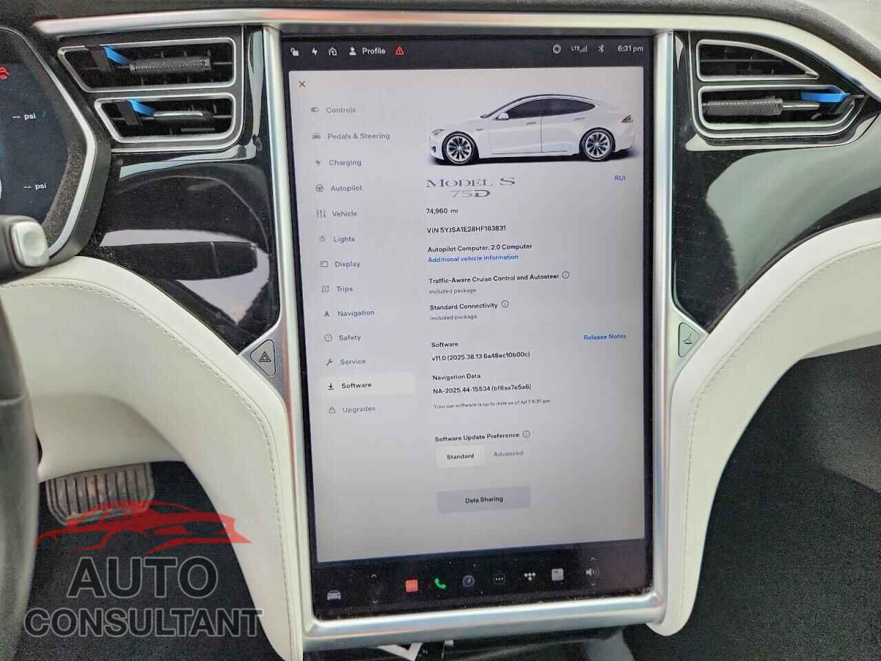 TESLA MODEL S 2017 - 5YJSA1E28HF183831
