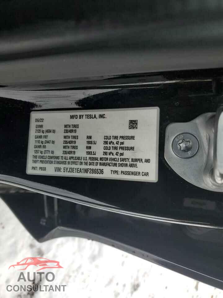 TESLA MODEL 3 2022 - 5YJ3E1EA1NF286536