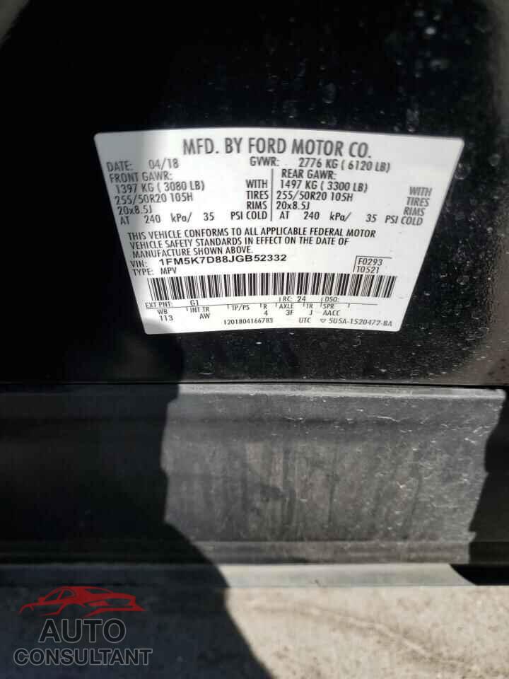 FORD EXPLORER 2018 - 1FM5K7D88JGB52332