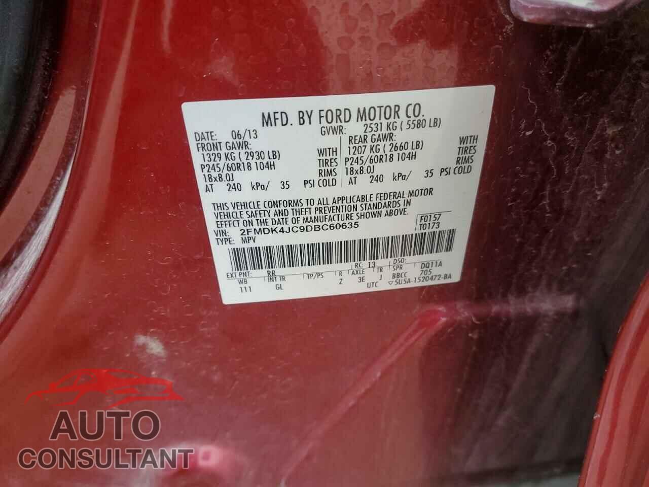 FORD EDGE 2013 - 2FMDK4JC9DBC60635
