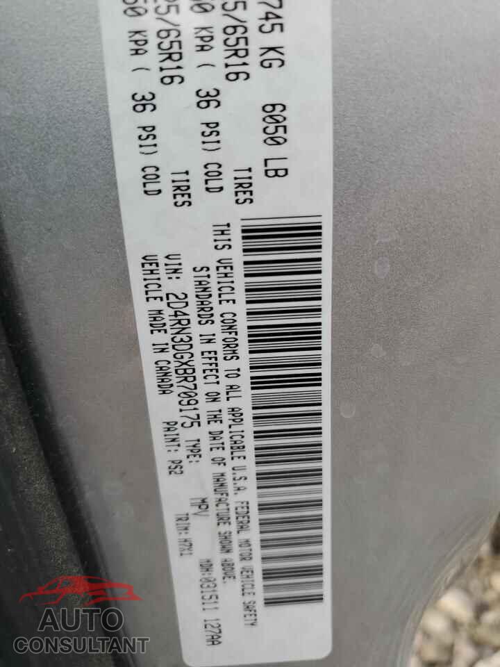 DODGE CARAVAN 2011 - 2D4RN3DGXBR709175