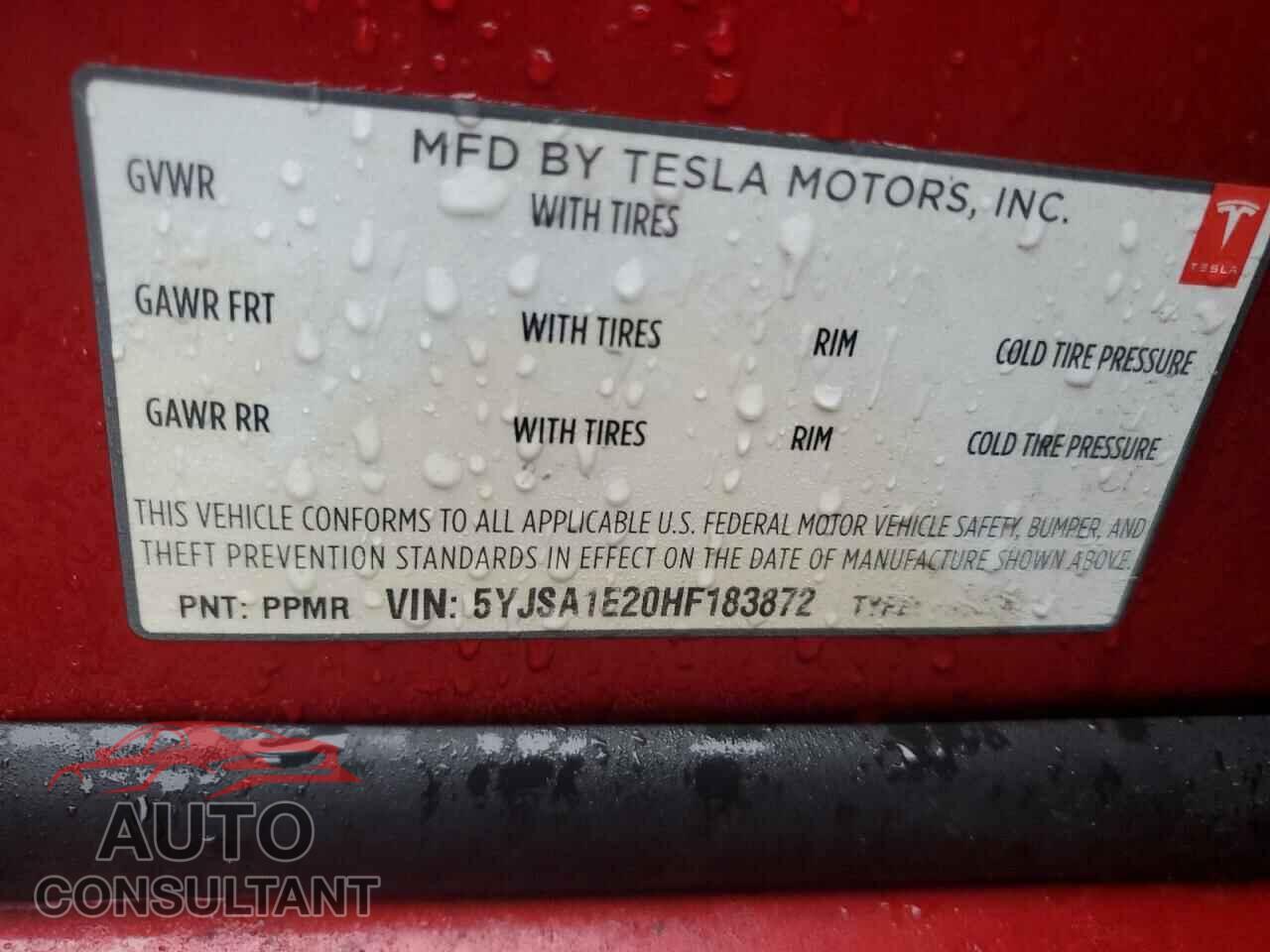 TESLA MODEL S 2017 - 5YJSA1E20HF183872