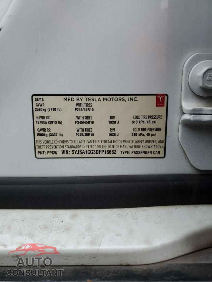 TESLA MODEL S 2013 - 5YJSA1CG3DFP16662