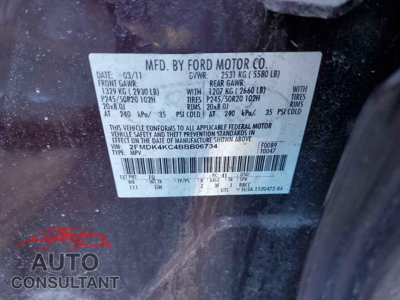 FORD EDGE 2011 - 2FMDK4KC4BBB06734