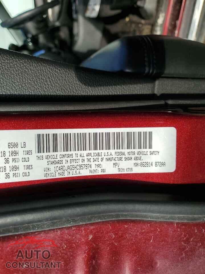 DODGE DURANGO 2017 - 1C4RDJAG5HC957974