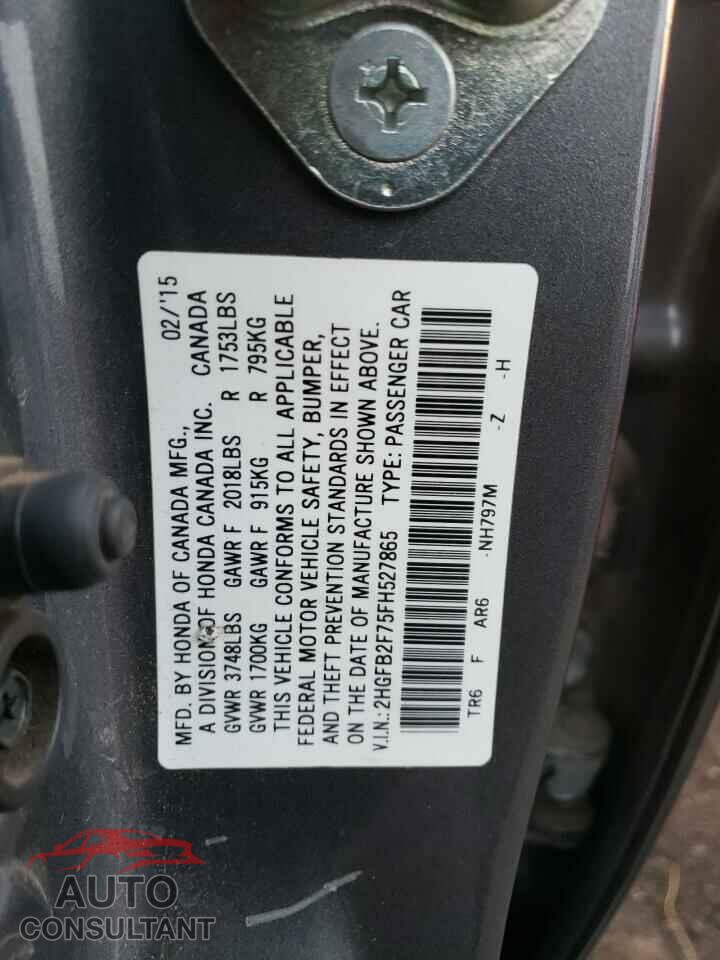 HONDA CIVIC 2015 - 2HGFB2F75FH527865