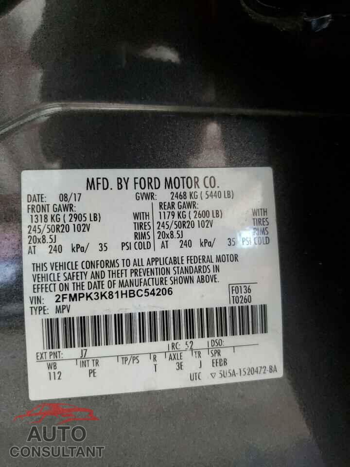 FORD EDGE 2017 - 2FMPK3K81HBC54206