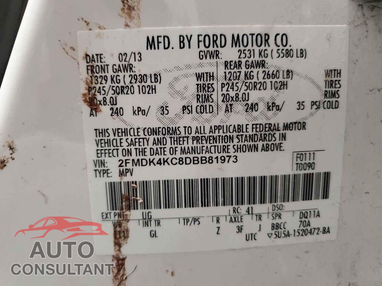 FORD EDGE 2013 - 2FMDK4KC8DBB81973