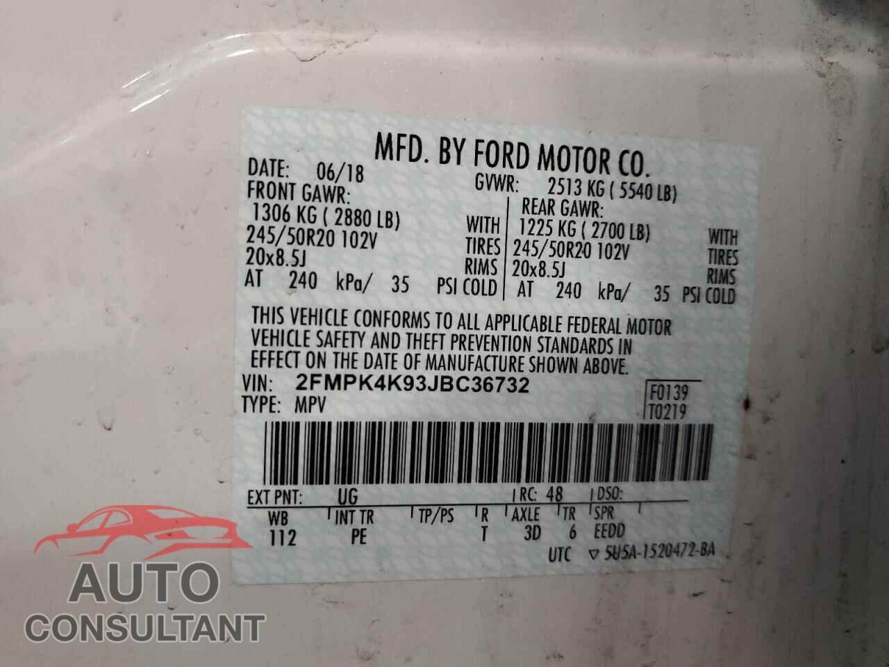 FORD EDGE 2018 - 2FMPK4K93JBC36732