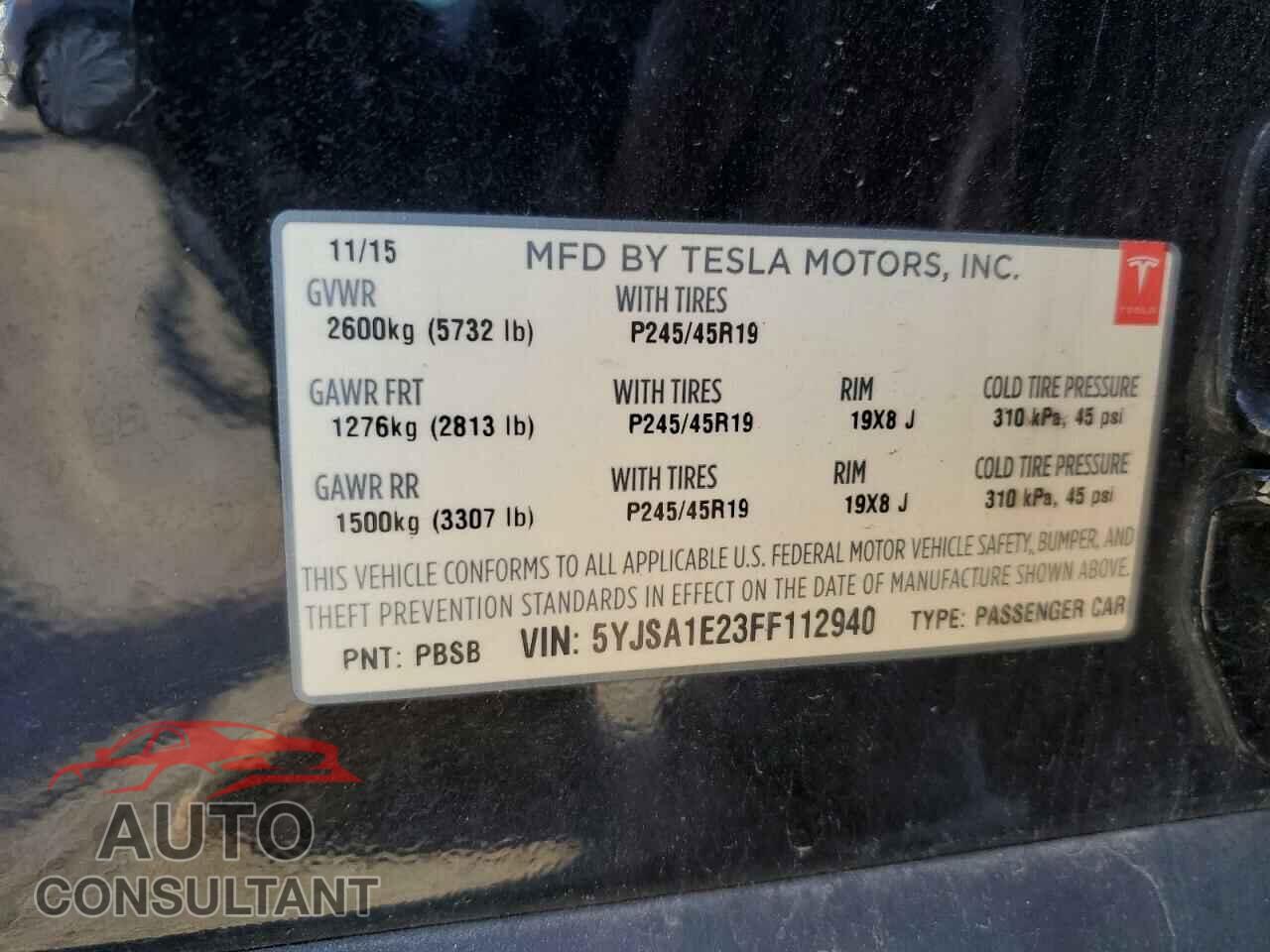 TESLA MODEL S 2015 - 5YJSA1E23FF112940