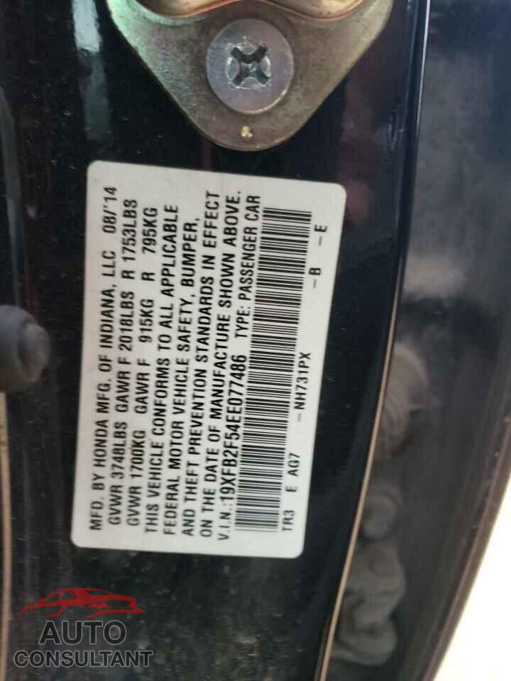 HONDA CIVIC 2014 - 19XFB2F54EE077486