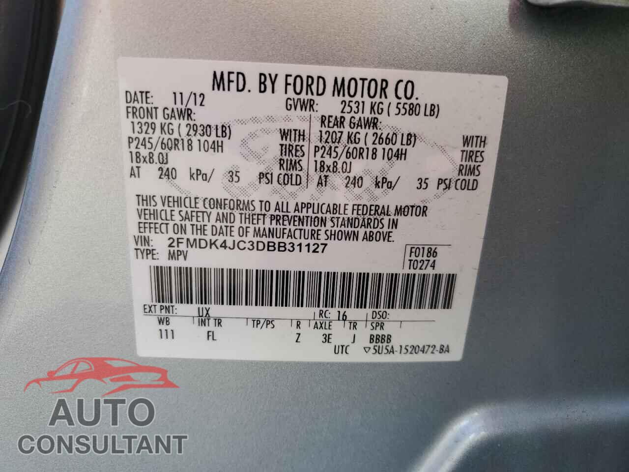 FORD EDGE 2013 - 2FMDK4JC3DBB31127