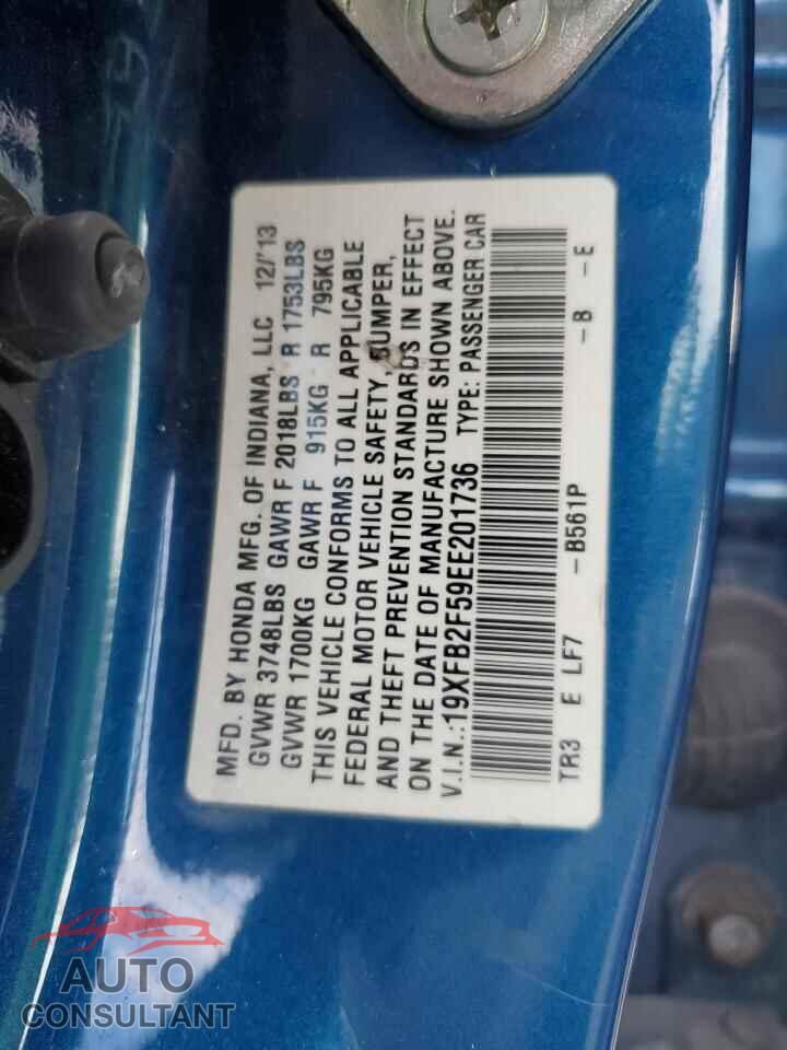 HONDA CIVIC 2014 - 19XFB2F59EE201736