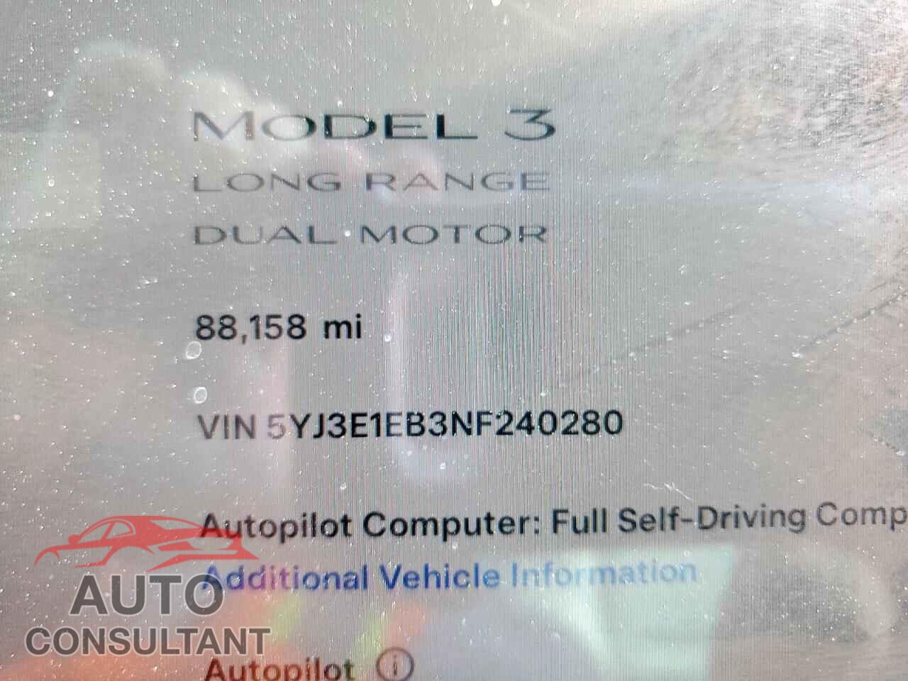 TESLA MODEL 3 2022 - 5YJ3E1EB3NF240280