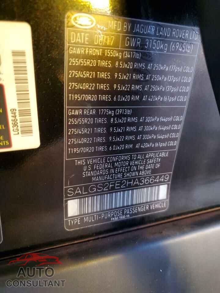 LAND ROVER RANGEROVER 2017 - SALGS2FE2HA366449