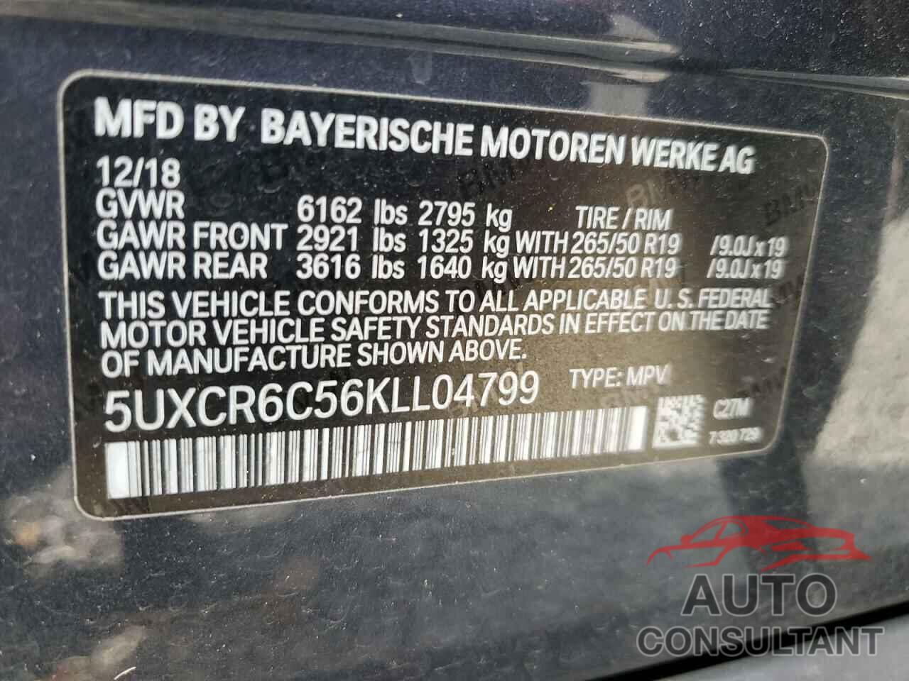 BMW X5 2019 - 5UXCR6C56KLL04799