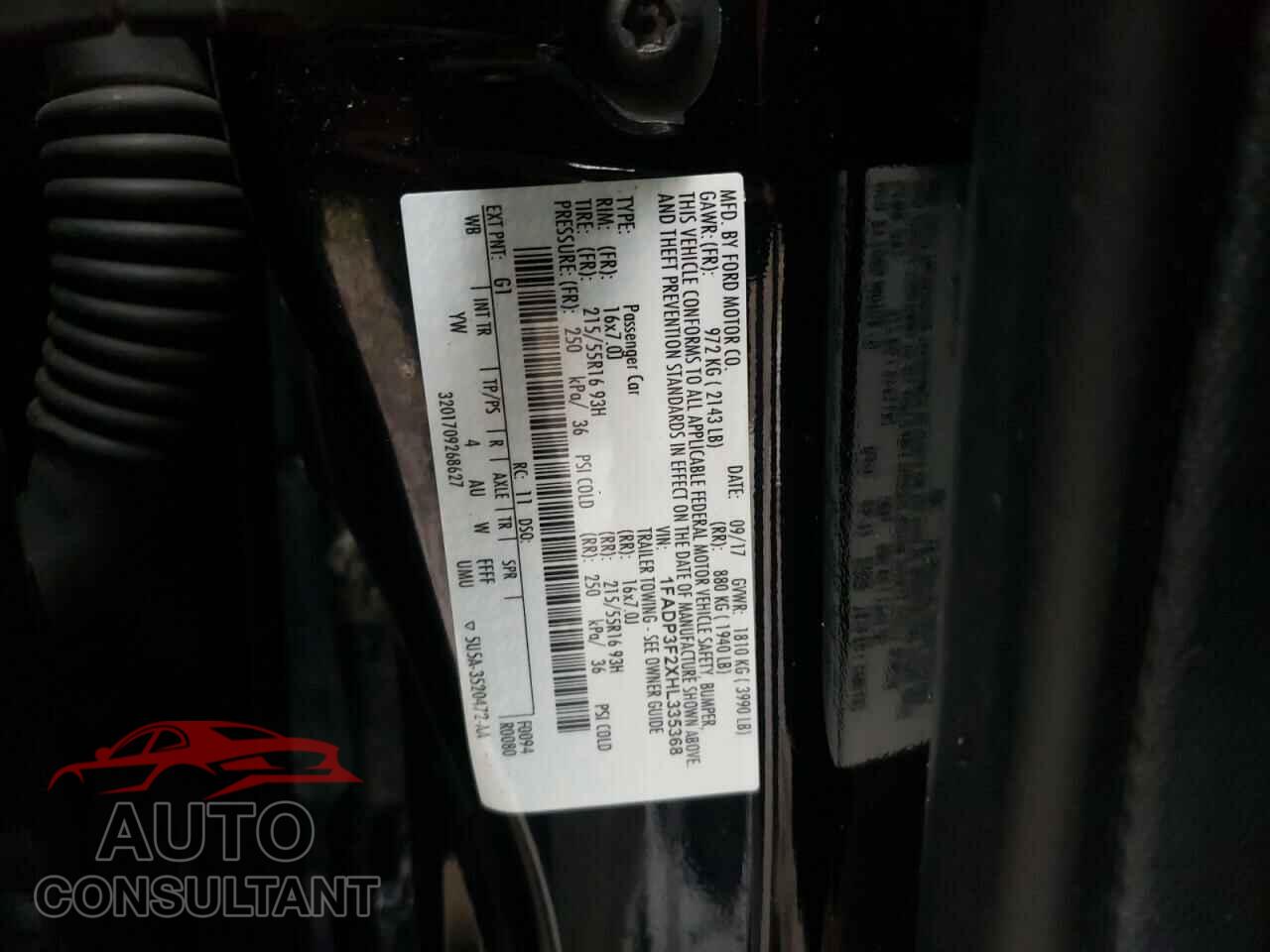 FORD FOCUS 2017 - 1FADP3F2XHL335368