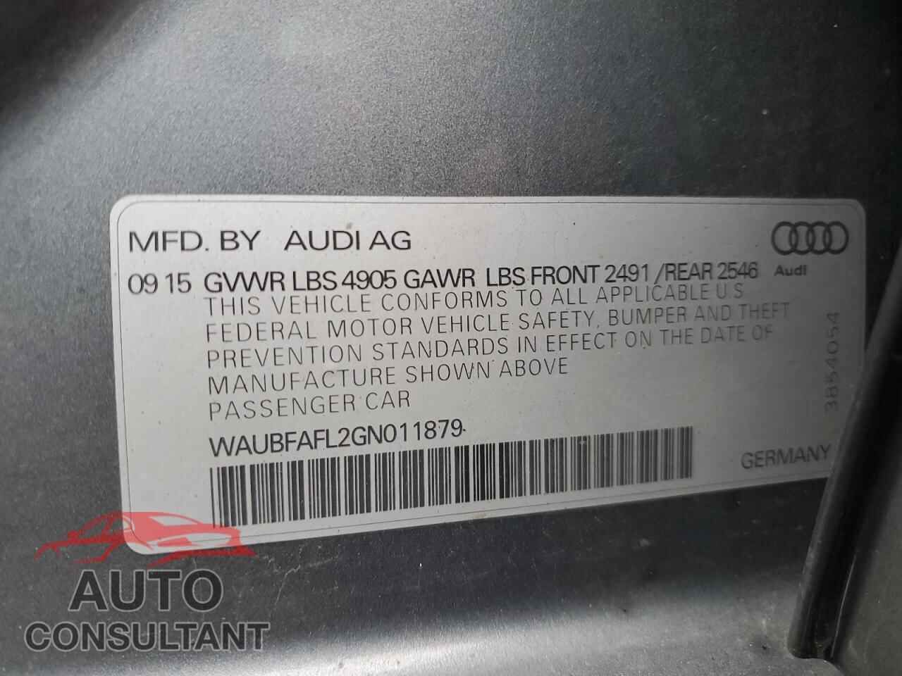 AUDI A4 2016 - WAUBFAFL2GN011879
