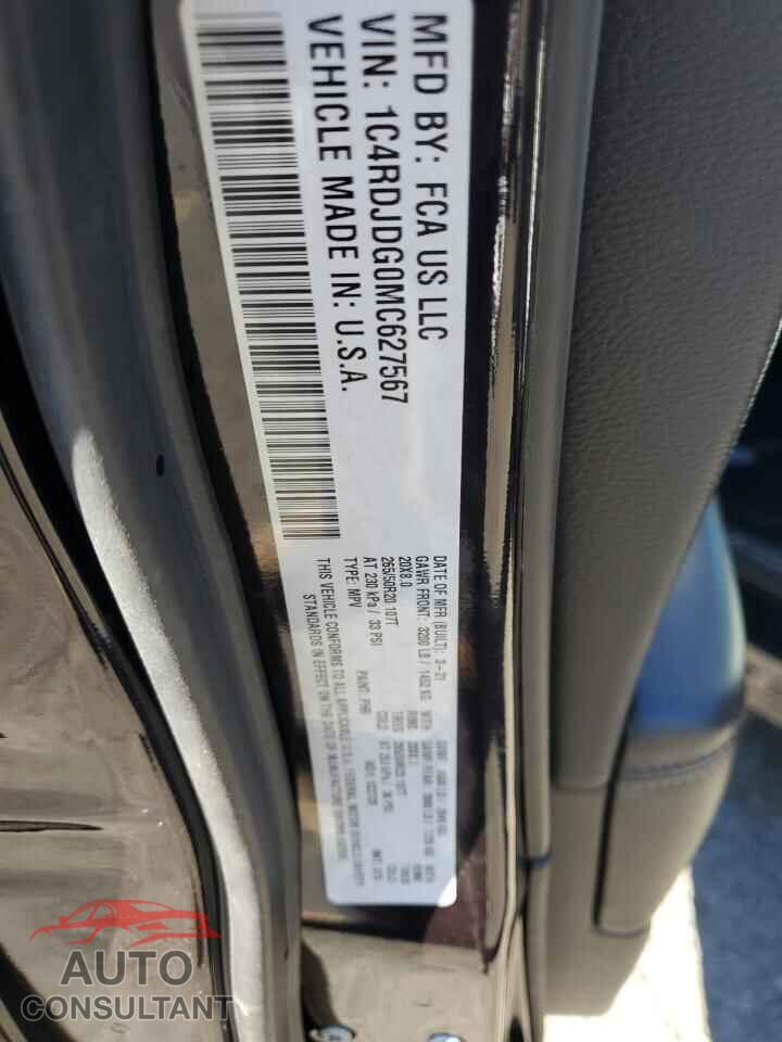 DODGE DURANGO 2021 - 1C4RDJDG0MC627567