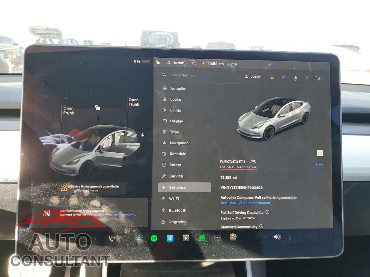 TESLA MODEL 3 2019 - 5YJ3E1EB6KF393408