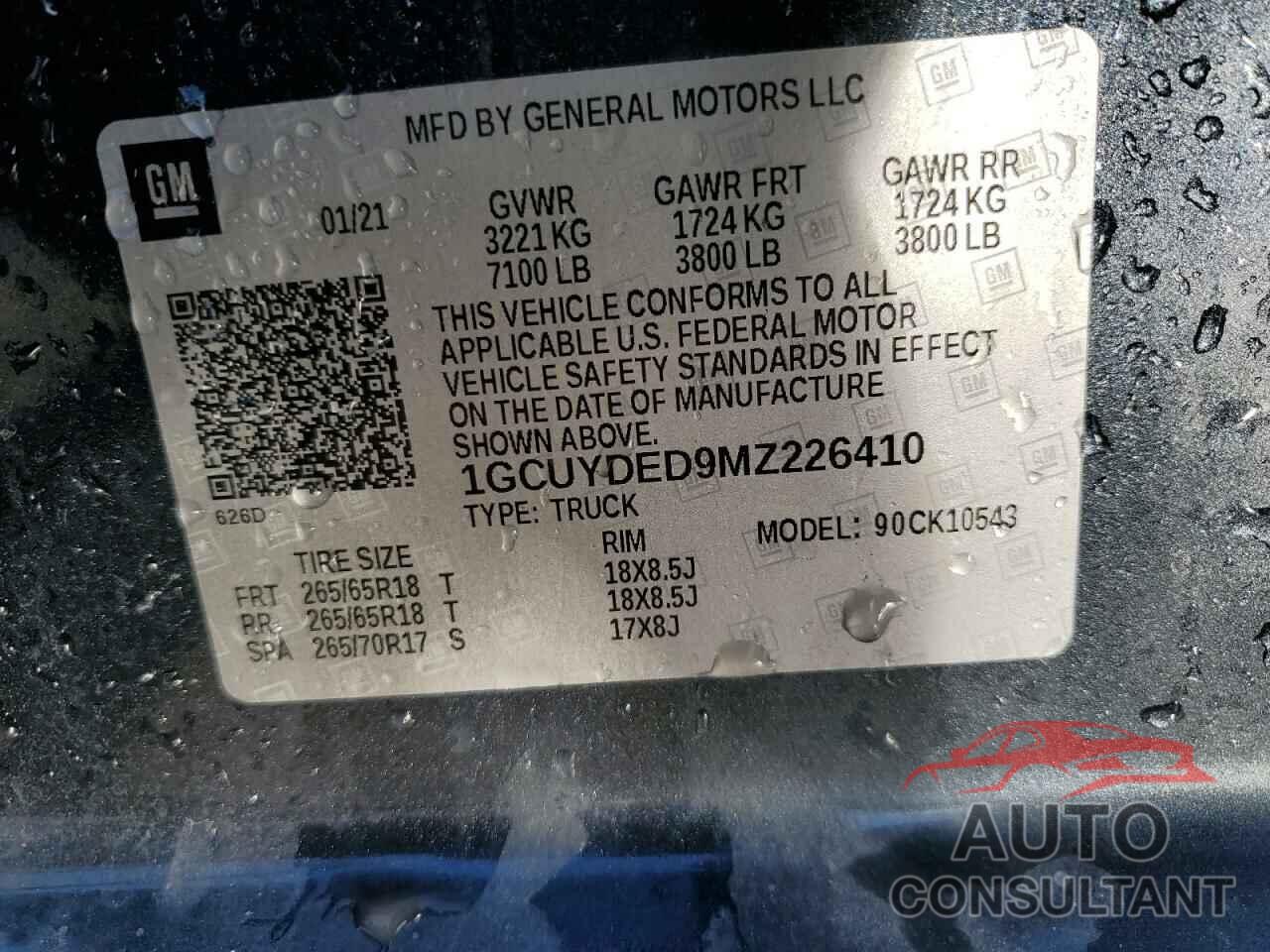 CHEVROLET ALL Models 2021 - 1GCUYDED9MZ226410