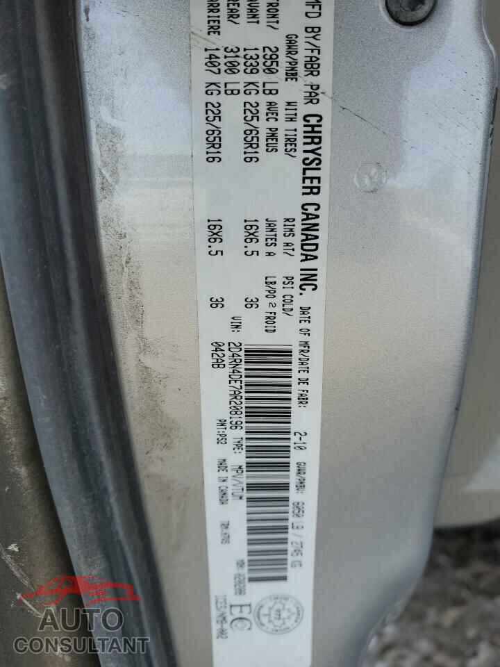 DODGE CARAVAN 2010 - 2D4RN4DE7AR208196