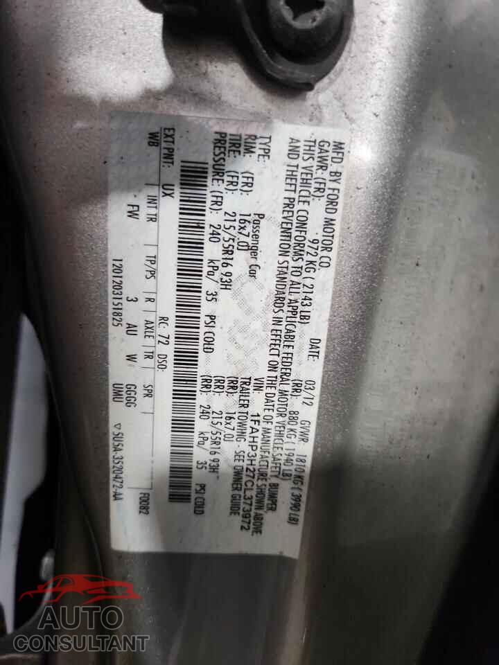 FORD FOCUS 2012 - 1FAHP3H27CL373972