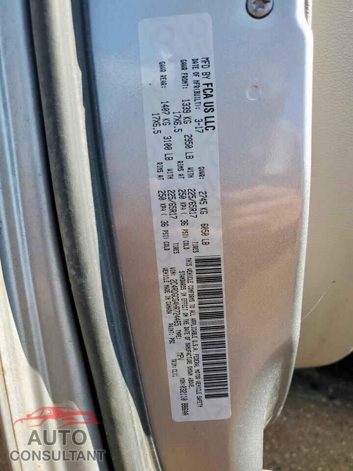 DODGE CARAVAN 2017 - 2C4RDGCG4HR724465