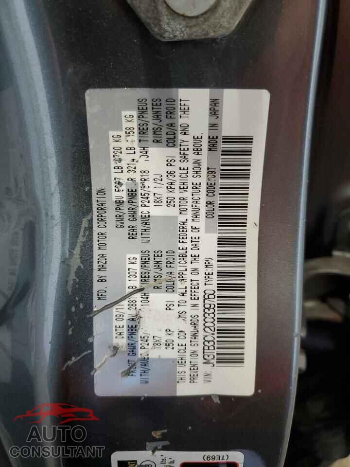 MAZDA CX-9 2012 - JM3TB3CV2C0339760