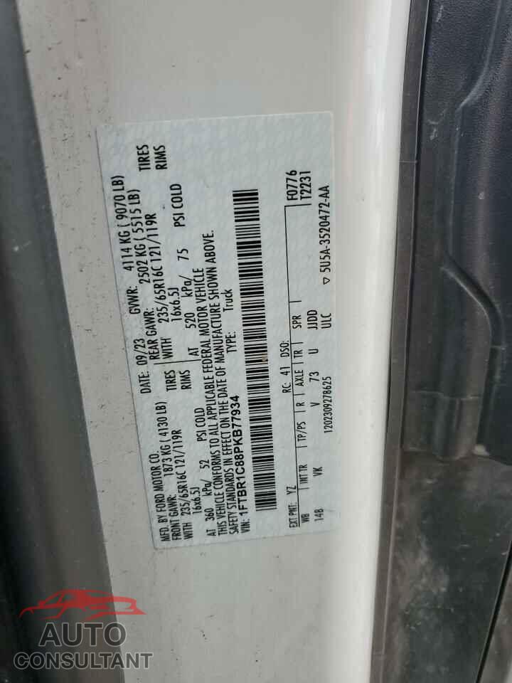 FORD TRANSIT 2023 - 1FTBR1C88PKB77934