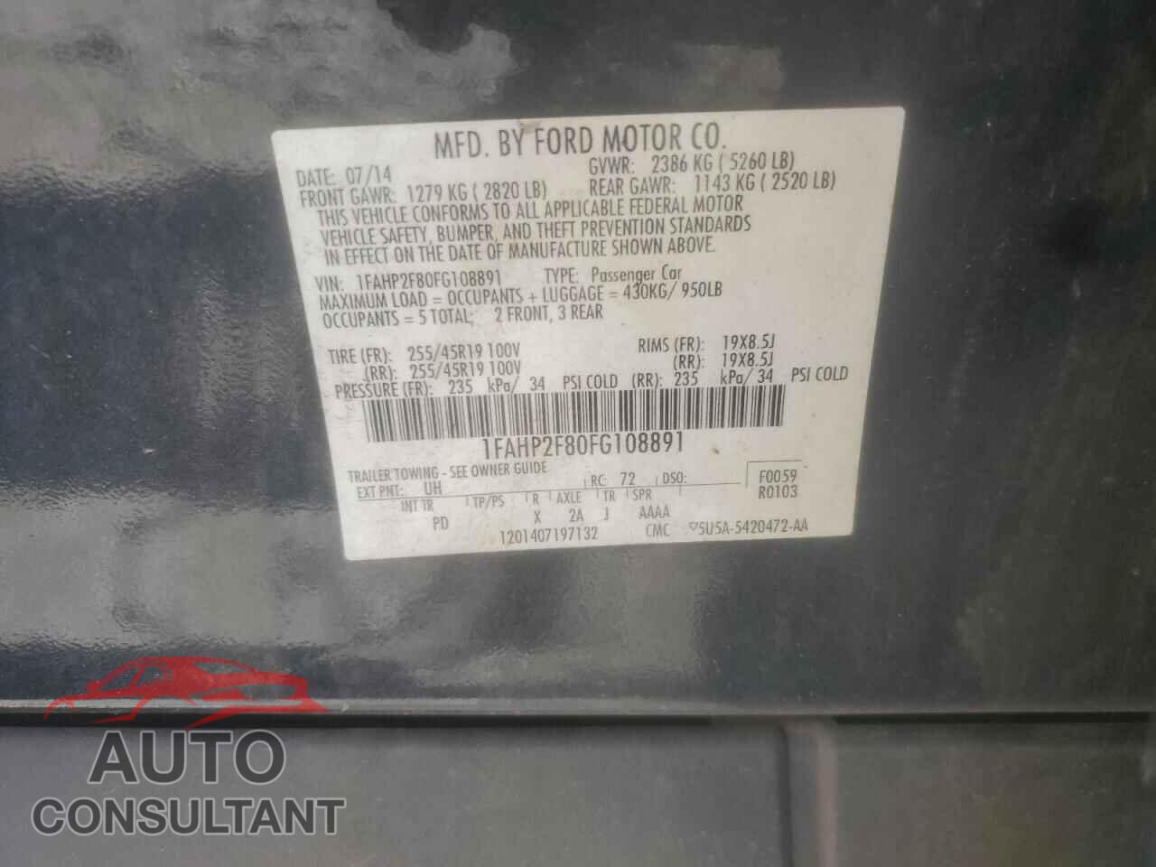 FORD TAURUS 2015 - 1FAHP2F80FG108891